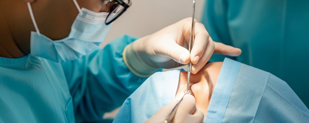 Close-up of a patient looking refreshed and alert after successful blepharoplasty, with subtly lifted eyelids and reduced under-eye bags, reflecting a natural, rejuvenated appearance.