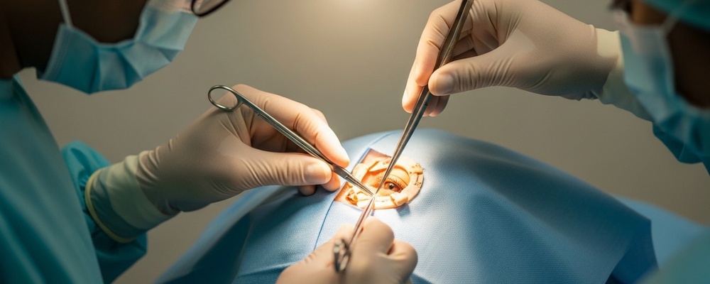 A patient with a gentle eye patch after successful orbital fracture repair, looking comfortably towards the future.